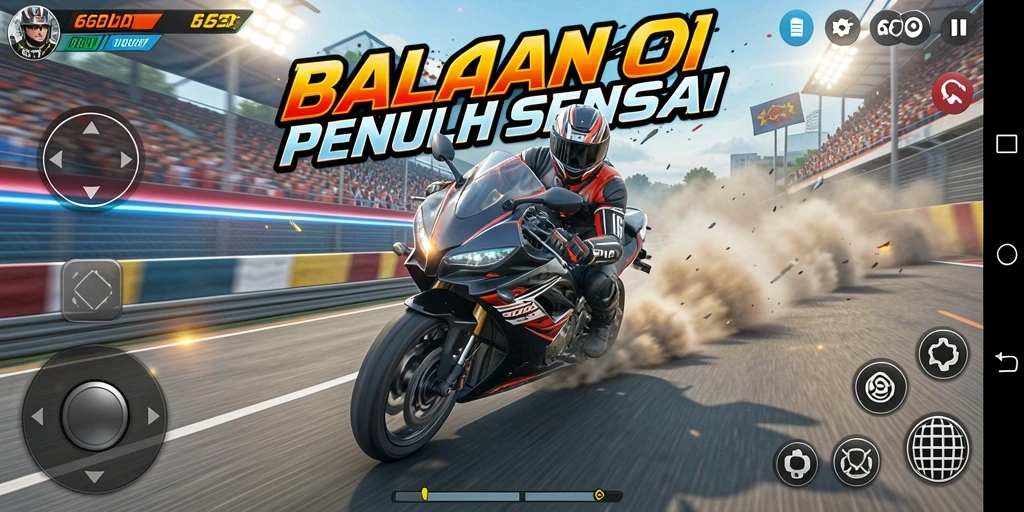 Screenshot gameplay 66D menampilkan momen balapan yang mendebarkan.