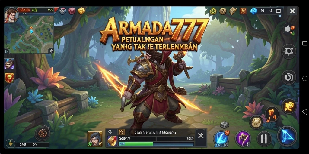 Screenshot utama ARMADA777 yang menunjukkan aksi pertarungan MMORPG yang seru.