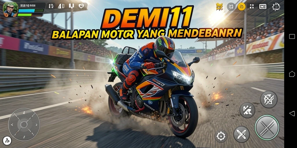 Gameplay balap motor yang penuh aksi dan menegangkan.