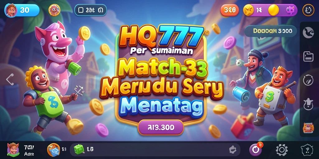 Tampilan gameplay HQ777 yang seru dan penuh warna dalam kategori Match-3.