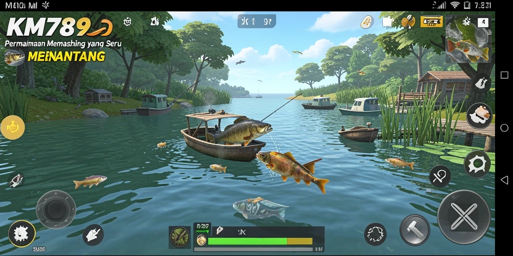 Tangkapan besar dalam gameplay memancing KM789 yang menegangkan.