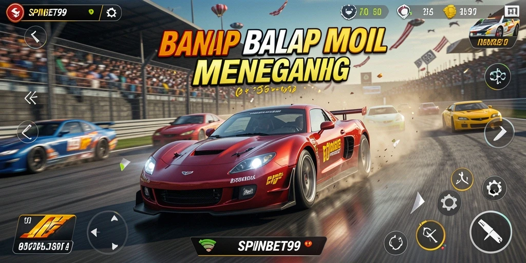 Gameplay SPINBET99 yang menegangkan dan penuh aksi balap mobil.